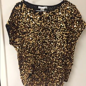 Black top with gold sequins, size XL